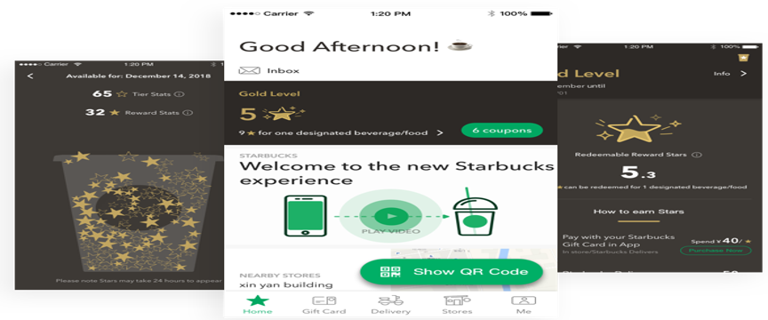 An example of Starbucks App interface